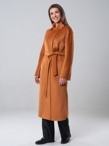 Заказать индивидуальный пошив женского пальто терракотового цвета в Москве